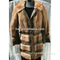 brown leather fur coat